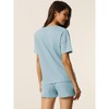 cheibear Women's Casual Pullover Short Sleeve Sleepshirt with Shorts Waffle Pajama Sets - 4 of 4