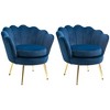 HOMCOM Elegant Velvet Fabric Accent Chair/Leisure Club Chair with Gold Metal Legs for Living Room, Set of 2, Blue - 4 of 4