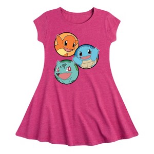 Girls' - Pokémon - Squirtle, Bulbasaur, & Charmander Group Fit & Flair Cap Sleeve Dress - 1 of 1