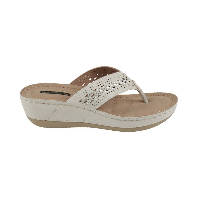 GC Shoes Bari Embellished Perforated Comfort Slide Wedge Sandals, 2 of 6