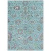 Teal Blue Taupe And Ivory Floral Washable Indoor Outdoor Area Rug - 4 of 4