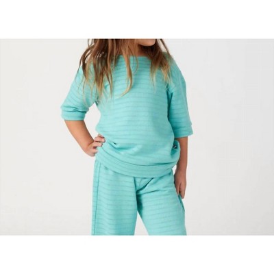 Girl Tonal Stripe Short Sleeve Drop Shoulder Pool - SOL ANGELES