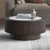 Set of 2 Coffee Table Round Cocktail Table Center Table End Table Accent Table Sofa Side Table, Dark Brown - ModernLuxe - 2 of 4