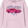 Retro Muscle Car Speedway Long Sleeve Cradle Pink Adult Hooded Sweatshirt - 2 of 2