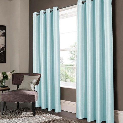 Lido Matte Embossed Blackout Grommet Curtain 38" x 95" Aqua by Rt Designers Collection - image 1 of 4