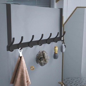 LunaLulinlk Over The Door Hooks, Stainless Steel Heavy Duty Hanger Holder with 7 Double Dual Coat Hanger Hooks, Fits 1-3/4" Thick Door - 1 of 4