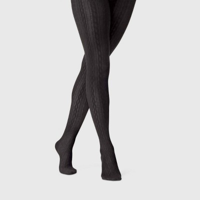 Women's Cable Sweater Tights - A New Day™ Black S/M