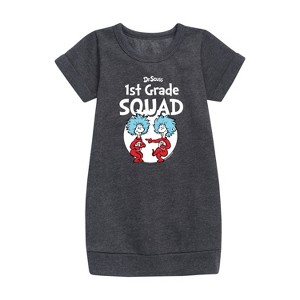 - Dr. Seuss - 1st Grade Squad Thing 1 and Thing 2 Graphic Short Sleeve Fleece Dress - 1 of 4