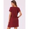 cheibear Women's Button V-neck Short Sleeve Soft Pajama with Pockets - 4 of 4