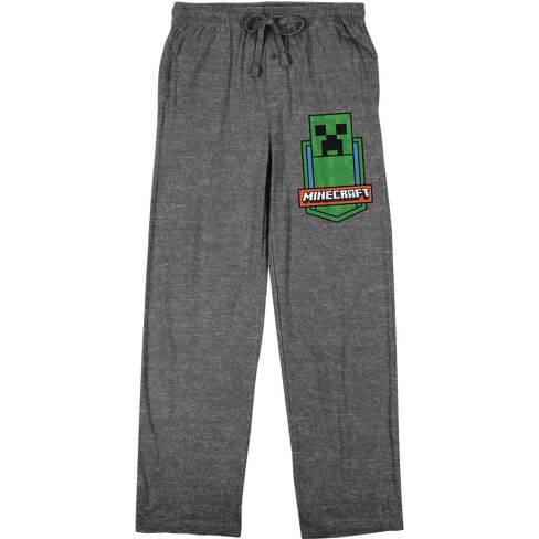 Minecraft Creeper Badge Men s Graphite Heather Sleep Pants Small