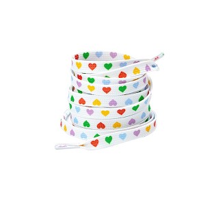 INSPIRE CHIC Heart Printed Colored Flat Shoe Laces for Sneakers Athletic Sport Boots 1 Pair - 1 of 3
