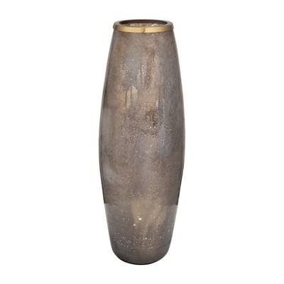 Elegant Metallic Glass Vase - Tall Glam Decorative Centerpiece with Aluminum Accent for Home, Office, Bedroom & Living Room - 24" Gold