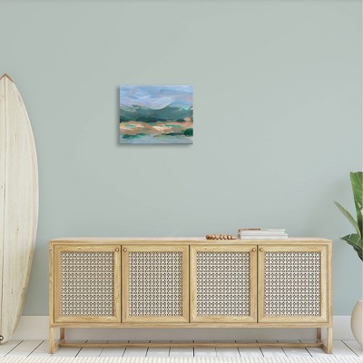 Abstract Coastal Landscape Canvas Art in Blue and Green, 16 x 20 Inches