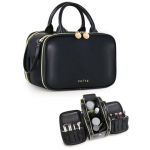 Generic Makeup Bag, Large Capacity Waterproof Travel Cosmetic Organizer, Portable Open Flat Toiletry Bag - 1 of 4