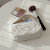 Anna-Kaci Embroidered Floral Quilted Cosmetic Bag with Zipper Closure 6x4x2in - White - 3 of 4