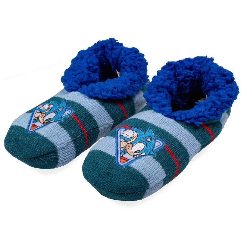 Sonic The Hedgehog Boys' Plush-Lined Non-Slip Slipper Socks, 1 of 6