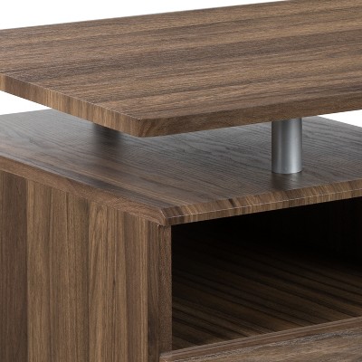 Rustic Walnut Executive Desk with Drawer and Keyboard Tray