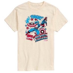 Men's - Marvel - Captain America Comic Book Stickers Short Sleeve Graphic T-Shirt - 1 of 3