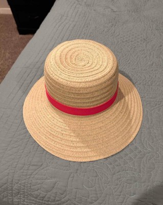 Packable Down Brim Straw Hat - A New Day™ Natural/Yellow L/XL