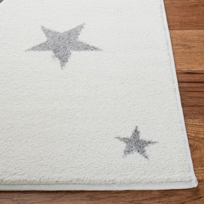 Ivory and Pink Hand-knotted Synthetic Kids Area Rug