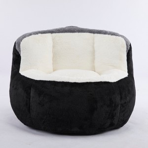 Gulches Multicolor Black White Gray Faux Fur Oversized Bean Bag Chair 43x41x30 Inch Large Lounger Sofa No Assembly Required - 1 of 4