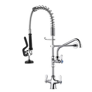 WOWOW Triple Handle Pull Down Sprayer Kitchen Faucet with Advanced Spray and Pre Rinse Sprayer in Polished Chrome - 1 of 4