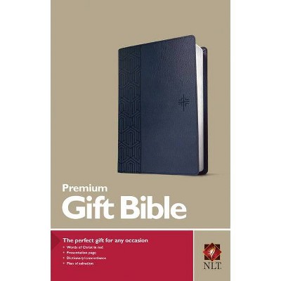 Premium Gift Bible NLT (Red Letter, Leatherlike, Blue) - (Leather Bound)