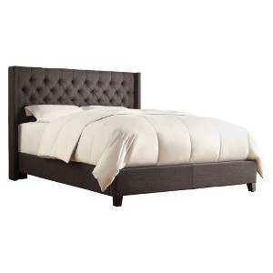 Inspire Q Highland Park Button Tufted Wingback Bed - Charcoal (Full), Grey