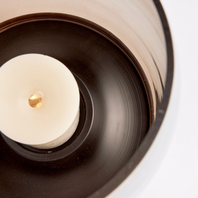 Large Brass and Glass Hurricane Candle Holder