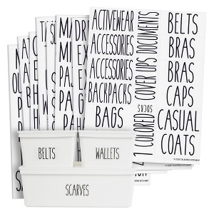 Talented Kitchen 133 Closet Labels for Bins, Baskets, Preprinted Black All Cap Stickers for Clothing Organization, Storage Containers, Water Resistant - 1 of 4