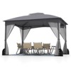 Costway 10 X 10/12 FT Patio Gazebo with Netting Walls 4 Sandbags Zippered Doors Outdoor Gray/Beige - 2 of 4