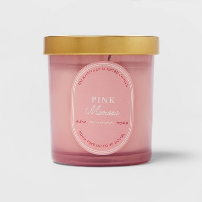 4.5oz Lidded Glass Candle Pink Mimosa - Threshold™