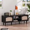 Glasflength Decorative Storage Cabinets, Rattan Mid Century, Living Room TV Cabinet, Cabinet for Kitchen Bedroom, Black 53.9"*13.8"*18.9" - 3 of 4