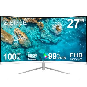 Z-EDGE 27-inch 100Hz Curved Monitor, FHD 1920x1080, Eye-Care Technology, 178° Wide View Angle, VGA+HDMI - 1 of 4
