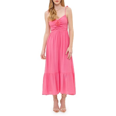 August Sky Women's Rosette Sweetheart Midi Dress