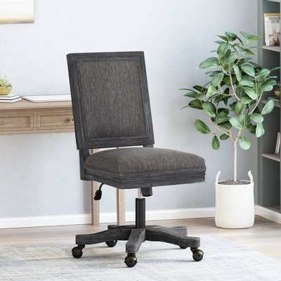Charcoal Grey and Weathered Wood Rustic Swivel Office Chair
