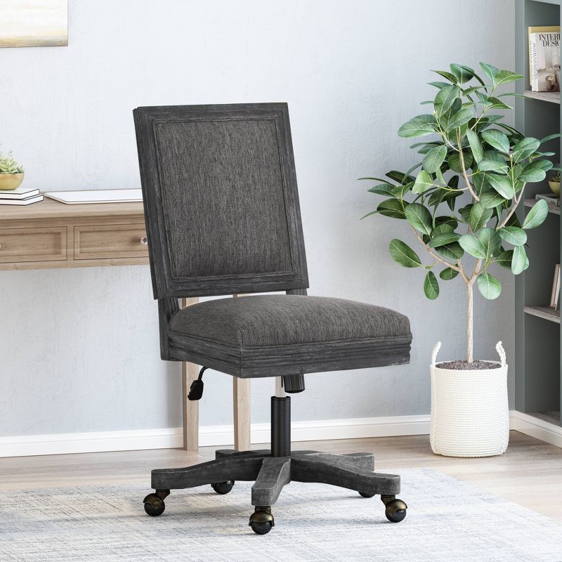 Sandine Rustic Upholstered Swivel Office Chair - Christopher Knight Home, 3 of 14