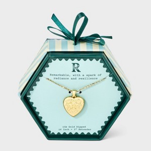 14K Gold Dipped Heart Charm Initial Necklace - A New Day™ Gold - 1 of 4