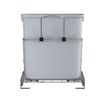 Gray 20 Quart Pull-Out Plastic Kitchen Waste Container with Rear Basket