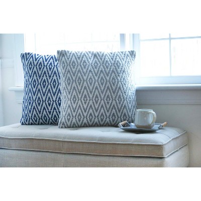 Navy and White Harlequin Outdoor Square Throw Pillow