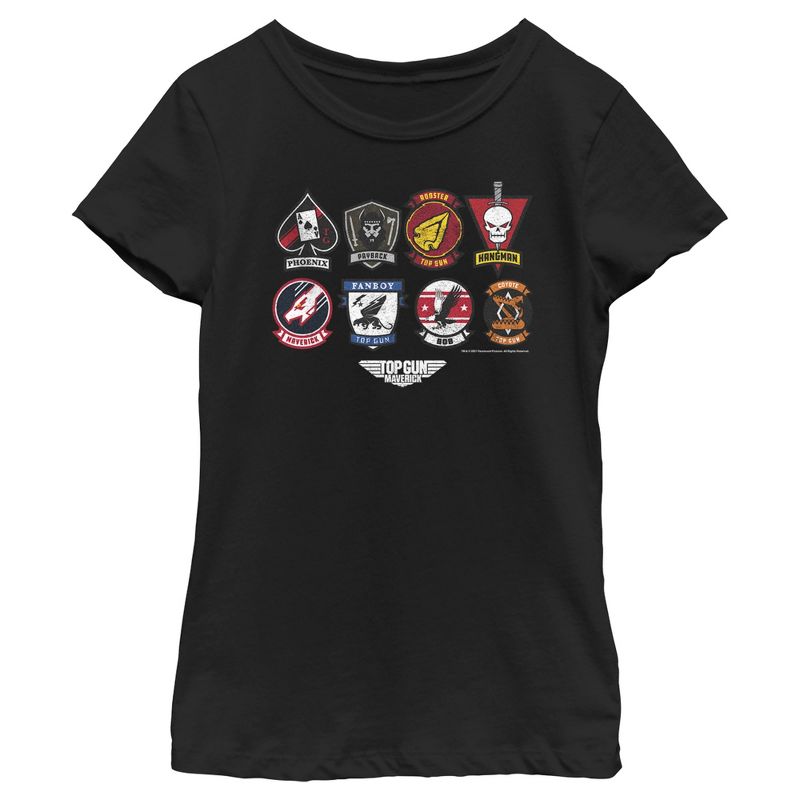 Girl's Top Gun: Maverick Codename Patches T-Shirt, 1 of 5