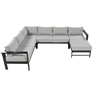 Modern Outdoor Sectional Sofa, 6 Seater Patio Conversation Couch Sets, U-Shaped Chaise Lounge Couch, Convertible Sofa Set For Outdoor Garden Porch - 1 of 4