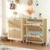 Angel Sar Rattan Shoe Cabinet for Entryway, Slim Shoe Storage Cabinet with 2 Flip Drawers, Natural Wood - 2 of 4