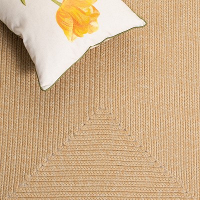 Beige Braided Reversible Synthetic Area Rug 5' x 8'