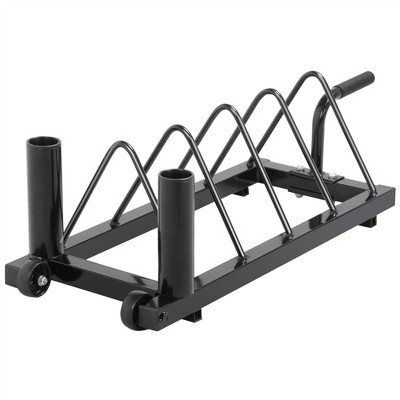Yaheetech Horizontal Bumper Plate Rack Strength Fitness Rack Plate Holder Standard Plate Black