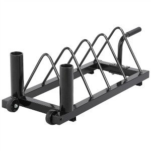 Yaheetech Horizontal Bumper Plate Rack Strength Fitness Rack Plate Holder Standard Plate Black - 1 of 4