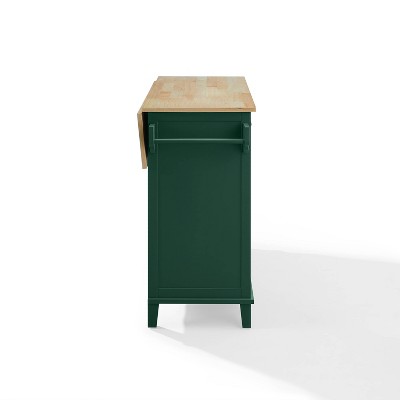 Emerald and Natural Wood Drop Leaf Kitchen Island