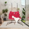 Double Patio Swing Egg Chair With Stand,Wicker Hanging Basket Chair With UV Resistant Cushions,Hammock Chair -Maison Boucle - 4 of 4