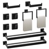 Itopfox 10 Pack Bathroom Hardware Set Matte Black 23.6 Inch Double Towel Bar Towel Ring Toilet Paper Holder Towel Hook Wall Mount - 2 of 4