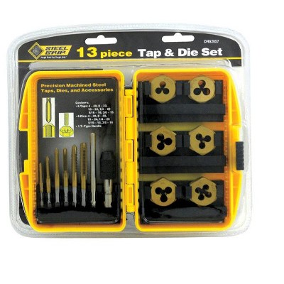 Steel Grip Steel SAE Tap and Die Set 6-32, 8-32, 10-24, 10-32, 1/4-20, 5/16-8 13 pc